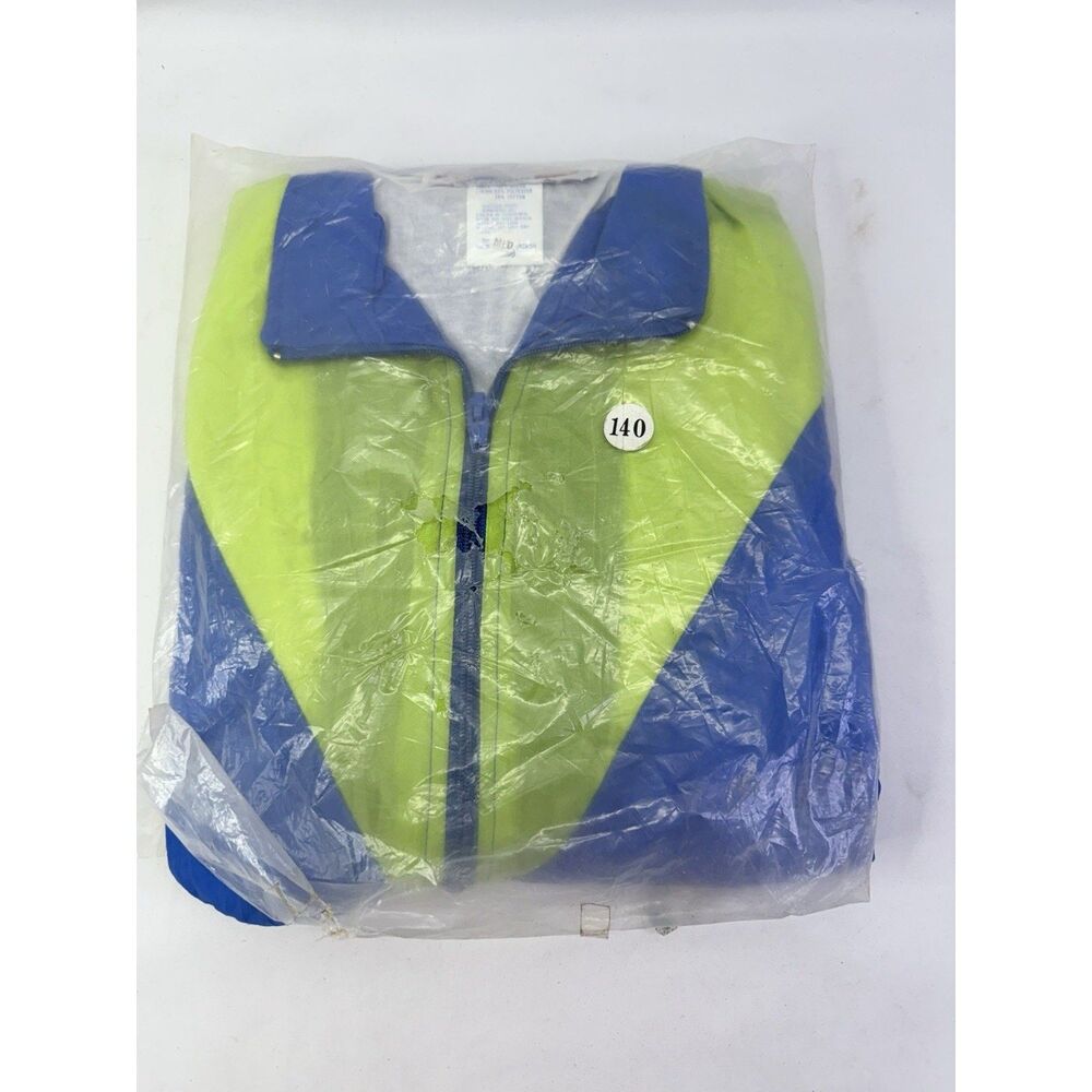 Vintage Jordache Kids Jacket 90s Lime Blue Windbreaker Size M